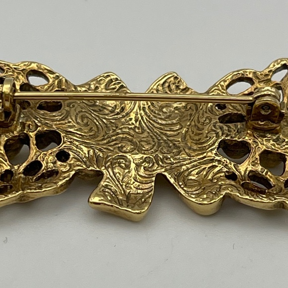 Vintage Bar Pin Brooch Gold Tone Bow 2.5" - Picture 4 of 9